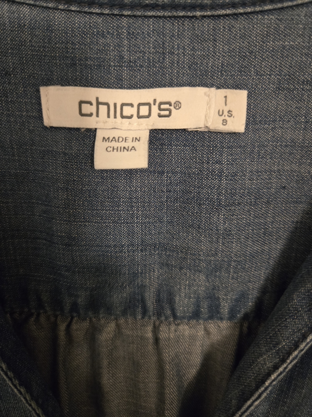 Chico's Blue Denim Tiered V-Neck Dress - Picture 4 of 6